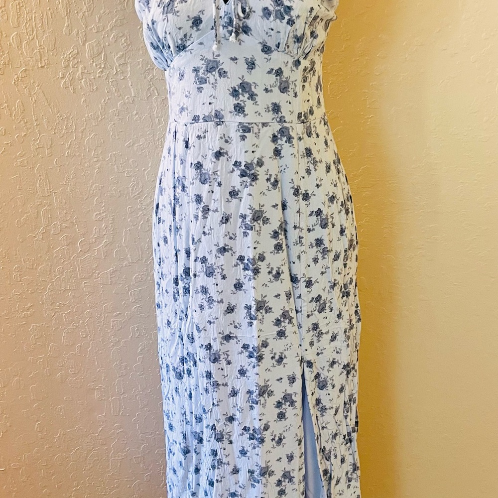 Aeropostale Strapless White and Blue Floral slip Dress